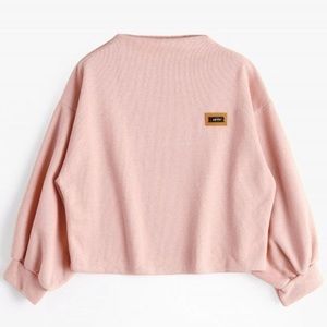 ( ZAFUL) badge patched lantern sleeve sweatshirt